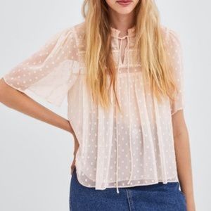 Brand New ZARA Pink Plumetis Top